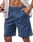 COOFANDY Mens Linen Slim Fit Drawstring Casual Shorts Beach Party Jogger Running Denim Blue