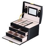 DCCN Jewelry Box Three-Layer Jewelry Organizer with Mirror