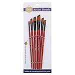 6x Acrylic Paint Brush Set Angled Nylon Hair Brushes For Multi Purpose Oil Watercolor Painting Artist Professional Kits Angular Paint Brushes Professional Acrylic Paint Brushes Set Of 6 Anti-Shedding