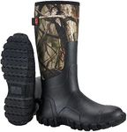 HISEA Upgraded Rain Boots for Men Waterproof Insulated Rubber Boots Outdoor Mud Hunting Boot, Adjustable Calf, Camo, 9