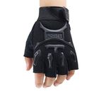 4-13 Y Kids Half Finger Gloves Boys Girls Anti-slip Sport Tactical Mittens Long Keeper (Black, M)