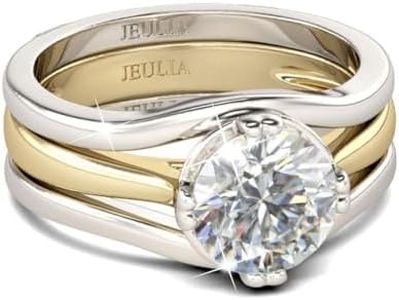 Jeulia 3.5ct Wedding Engagement Rings Set for Women Sterling Silver Round Cut Halo CZ Enhancer Ring Set Promise Anniversary Bridal Set Valentines Romantic Gift for her with Jewelry Box