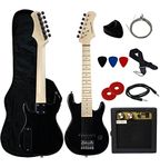 YMC 30" Kids Electric Guitar Pack With 5-Watt Amp, Gig Bag,Strap,Cable,Strings,Picks,and Wrench,Guitar Combo Accessory Kit-Black