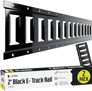 DC Cargo - E Track Tie Down Rail Kit 2' (2 Pack) for Garages, Vans, Trailers, Motorcycle Tie Downs, ATV Mountings - ETrack Bar Rails – Powder-Coat Black - Secure Cargo & Heavy Loads Up to 2,000 lbs