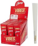Vibes Premium Rice Pre-Rolled Cones (90 Cones) - King Size, 30-Pack Display Box, Chlorine-Free Technology, and Convenient Packing Tool Included
