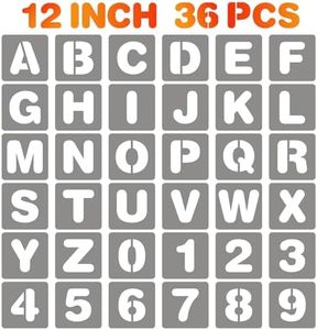 BAMIDELE 12 Inch Letter and Number Stencils, 36 Pcs Reusable Plastic Alphabet Spray Paint Stencils for Painting on Wood, Wall, Fabric, Rock, Chalkboard, Door Porch, Signage, DIY Craft Decoration