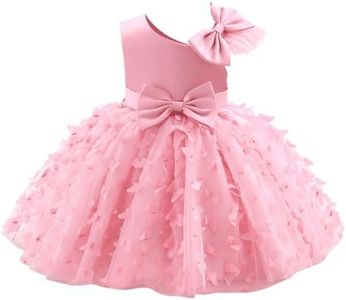 Toddler Baby Girl Pageant Butterfly Dress Bowknot Stain Tulle Tutu Dress Infant Wedding Flower Girl Dress Princess Birthday Party Dresses for Photoshoot Pink 12-18 Months