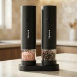 Lifelong Electric Salt & Pepper Grinder Set | Automatic & Rechargeable Black Pepper Crusher, Mill & Shaker | One Hand Operation | Adjustable Coarseness & Refillable Tank with Clear View for Kitchen
