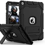 ZoneFoker Case for iPad 9th/8th/7th Generation 2021/2020/2019(10.2 inch), Heavy Duty Military Grade Shockproof Rugged Protective 10.2" Cover with Built-in Stand for iPad 9 8 7 Gen (Black)