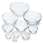 Duralex Gigogne Stackable Glass Mixing Bowl Set, 10 Piece
