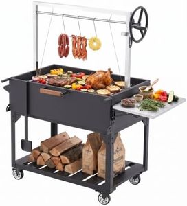 Danrelax BBQ Grill, Wood & Charcoal Grill with Adjustable Cranking System