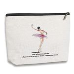 Dancer Gifts for Women Girls Ballerina, Dance Recitals Gift, Ballet Girl Makeup Bag, Dance Team Gifts, Dance Teacher Appreciation Gift, Dancing School Gifts, Travel Toiletry Makeup Zipper Pouch, Beige