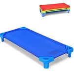 Maxmass Kids Stackable Daycare Cot, Lightweight Children Naptime Cot with Easy Lift Corner, Toddlers Sleeping Bed for Preschool, Home, Outdoors (130 x 58 x 15cm- 4psc, Multicolor)