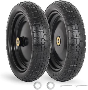 GICOOL 13" Flat-free Solid Tire and Wheel, with 5/8" Axle Bore Hole, 2.2" Offset Hub, Replacement 4.00-6 Wheelbarrow tire, Compatible with Garden Wagon Trolley Dolly, 2 Pack