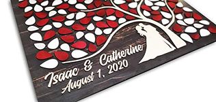 Handmade & Hand Painted Custom Colors 3D Wedding Guest Book Alternative Wooden Tree & Leaves Personalized - 150pcs