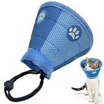 Cat Cone Collar Soft, Foldable Adjustable Pet Recovery Collar, Prevent from Biting and Licking, for Cat Small Dog 9-12 Inches Soft Mesh Elizabethan Collar After Surgery and Injuries(Blue)