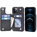 Arae Compatible with iPhone 12 Pro max Case - Wallet Case with PU Leather Card Pockets Back Flip Cover for iPhone 12 Pro Max 6.7 inch - Black