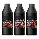 Pack of 3 Homefire Barbecue Lighting 1 Litre Fluid for Outdoor Barbecues, Camping BBQs, Fire Pits, Wood Burners with Topline Card.