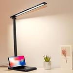 Woputen Desk lamp, Dimmable Table lamp with USB Charging Port, 5 Light Modes x Adjustable Brightness, Touch Control, Led Lamp for Reading, Crafting, Work, Study(Black)