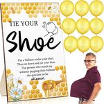 Roowest 51 Pcs Tie Your Shoe Baby Shower Game Sign Wooden Greenery Gift Sets Gender Reveal Party Favors 50 Balloons Latex for Supplies (Yellow, Bee)