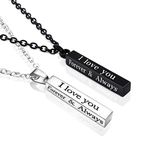 Jemant Forever And Always Necklace For Couples Best Friends Silver Black Pendant Stainless Steel Chain Promise Matching Engraved I Love You Always And Forever Necklace Set For Him And Her Boyfriend