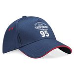 95th Birthday Baseball Cap Hat Gift Idea Present 95 keepsake for Women Men (Navy/Red)