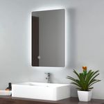 EMKE Backlit Illuminated Bathroom Mirror with Lights 400x600mm, Wall Mounted Multifunction LED Bathroom Vanity Mirror with LED Lights and Demister Pad