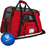 PetAmi Premium Airline Approved Soft-Sided Pet Travel Carrier | Ideal for Small - Medium Sized Cats, Dogs, and Pets | Ventilated, Comfortable Design with Safety Features (Large, Red)