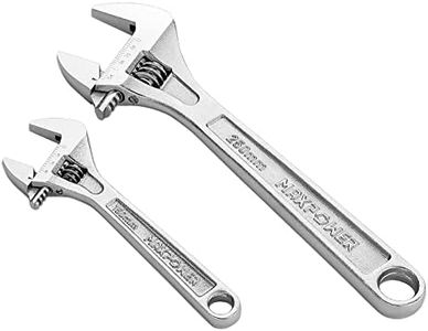 MAXPOWER 2PCS Adjustable Wrench Set, 6-Inch 10-Inch Heavy Duty Shifter Movable Spanner with Ergonomic Handle, Wide Jaw, Drop Forged Cr-V Steel, Chrome Finish, Metric/SAE