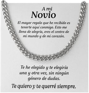 Collar Cubano para Novio Te Quiero - Ideas de Regalo para Él para Navidad Cumpleaños - Set de Regalo con DEDICACIÓN incluido (A mi Novio)