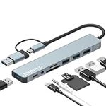 ENOPYO USB Hub Multi USB Port Hub Portable USB Hub 3.0 with audio|USB A and C For Laptop,Desktop,MacBook,Surface Pro,Dell XPS,Thinkpad,Notebook PC,USB Flash Drives,Mobile HDD etc(8-in-1)