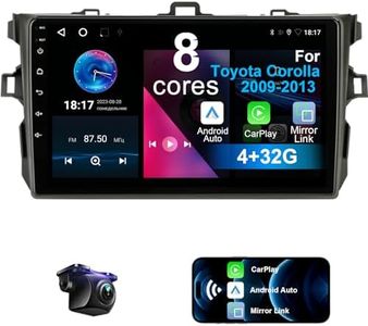 Car Stereo for Toyota Corolla 2009-2013 8 Core 4+32G with Wireless CarPlay Android Auto, 9 inch 1280X720 IPS Touchscreen Car Radio Player with Backup Camera, AM/FM/RDS, AUX, DSP, SWC