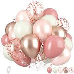 Dusty Pink Boho Blush Balloons, Metallic Rose Gold Retro Pink Ivory White Balloons, Nude Cream White Balloons and Confetti Balloons for Bridal Baby Shower Girls Birthday Wedding Decorations Supplies