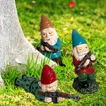 PERFECTOP 3Pcs Military Soldier Garden Gnomes with Guns AK47, Funny Army War Combat Defender Gnome Statue Figurines, Indoor Outdoor Patio Yard Lawn Desktop Ornament Decor,Valentine's Day Men Gift