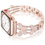 Ocaer Compatible with Apple Watch 42mm 41mm 40mm 38mm, Metal Sparkly Apple Watch Straps for iWatch Series 10 9 8 7 6 5 4 3 2 1 SE, Luxury Glitter Jewelry iWatch Bracelet Band for Women (Rose Gold)