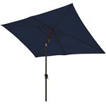 MUCHENGHY Rectangular Patio Umbrella 6.5 x 10ft Outdoor Market Table Umbrella with Push Button Tilt and Crank 6 Sturdy Ribs for Outside, Lawn, Deck, Garden, Fishing, Backyard & Pool(Navy Blue)