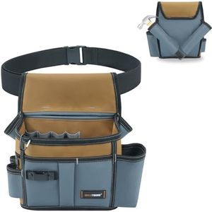 MELOTOUGH 14 Pocket-Electrician Tool Pouch with Belt,Utility Pouch,Tool Bag,Left Right Hammer Holder,Adjustable 2-Inch Belt for Electrician,Construction,Durable Canvas Construction,Khaki