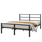 HAHRIR Queen Size Bed Frame Metal Platform Heavy Duty Steel Support, Mattress Foundation with Storage-Easy Assembly-No Box Spring Needed，Black