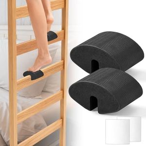 2 Pcs Anti-Slip Bunk Bed Ladder Pads - Dorm Bed Ladder Foot Support, EVA Step Pads for Loft Beds & College Dorm Beds Ladders, Easy Snap-On Design, Secure Fit (Black)