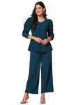 GRECIILOOKS Womens A-Line Lycra Regular Fit Co-Ord Set (Turquoise, X-Large)