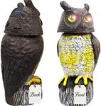 GIFTEXPRESS Solar Power Owl Decoy – 17" Motion Sensor Pest Repellent with Rotating Head, LED Eyes & Sound – Fake Horned Owl for Garden, Yard, Balcony, Farm, Patio, Roof, Lawn