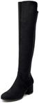 women's over the knee thigh winter boots low block heel riding boots, Black, 10