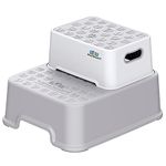 BlueSnail Double up Step Stool for Kids, Anti-Slip Sturdy Toddler Two Step Stool for Bathroom,Kitchen and Toilet Potty Training(Gray)