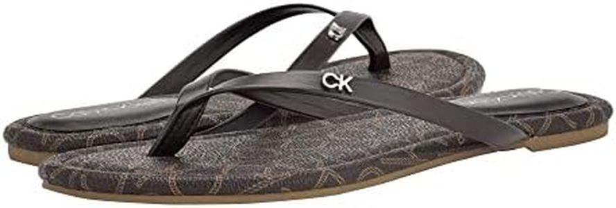 Calvin Klein Women's Cruzy Flip-Flop, Dark Brown 200, 7.5