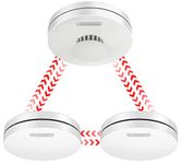 Wireless Interlinked Smoke and Heat Alarm Scotland Bundle with 10 Year Battery Life, EN14604, CE Certified, Fire Alarms Scotland Interlinked, Low-Battery Alert, Pre Linked. 3 Pack