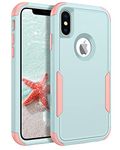 BENTOBEN for iPhone X Case, for iPhone Xs Case Heavy Duty 3 in 1 Full Body Rugged Non Slip Shockproof Bumper Drop Protective Girls Women Boy Men Covers Case for iPhone X/Xs 5.8", Green/Pink