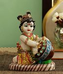 TIED RIBBONS Lord Krishna Makhan Chor Idol Statue Figurine Showpiece (19 x 15 x 9 cm) - Diwali Decoration Items for Home Decor Living Room Mandir Temple Pooja Room Table Decorative Diwali Gifts