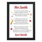 Personalised Teacher Poem Gifts - Thank You Gifts for Teacher, Teacher Assistant, Nursery, Pre School - Teacher Appreciation Gifts - Christmas Gifts for Teacher - End of Term Teacher Presents