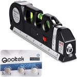 Qooltek Multipurpose Laser Level laser measure Line 8ft+ Measure Tape Ruler Adjusted Standard and Metric Rulers