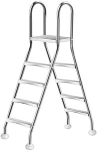 Above Ground Pool Ladder,54" Heavy Duty Luxury Pool Ladder with Platform,4-Steps Swimming Frame Pool Ladder,304 Stainless Steel,551 lbs Load Capacity,Anti-Slip feet& Wider Steps